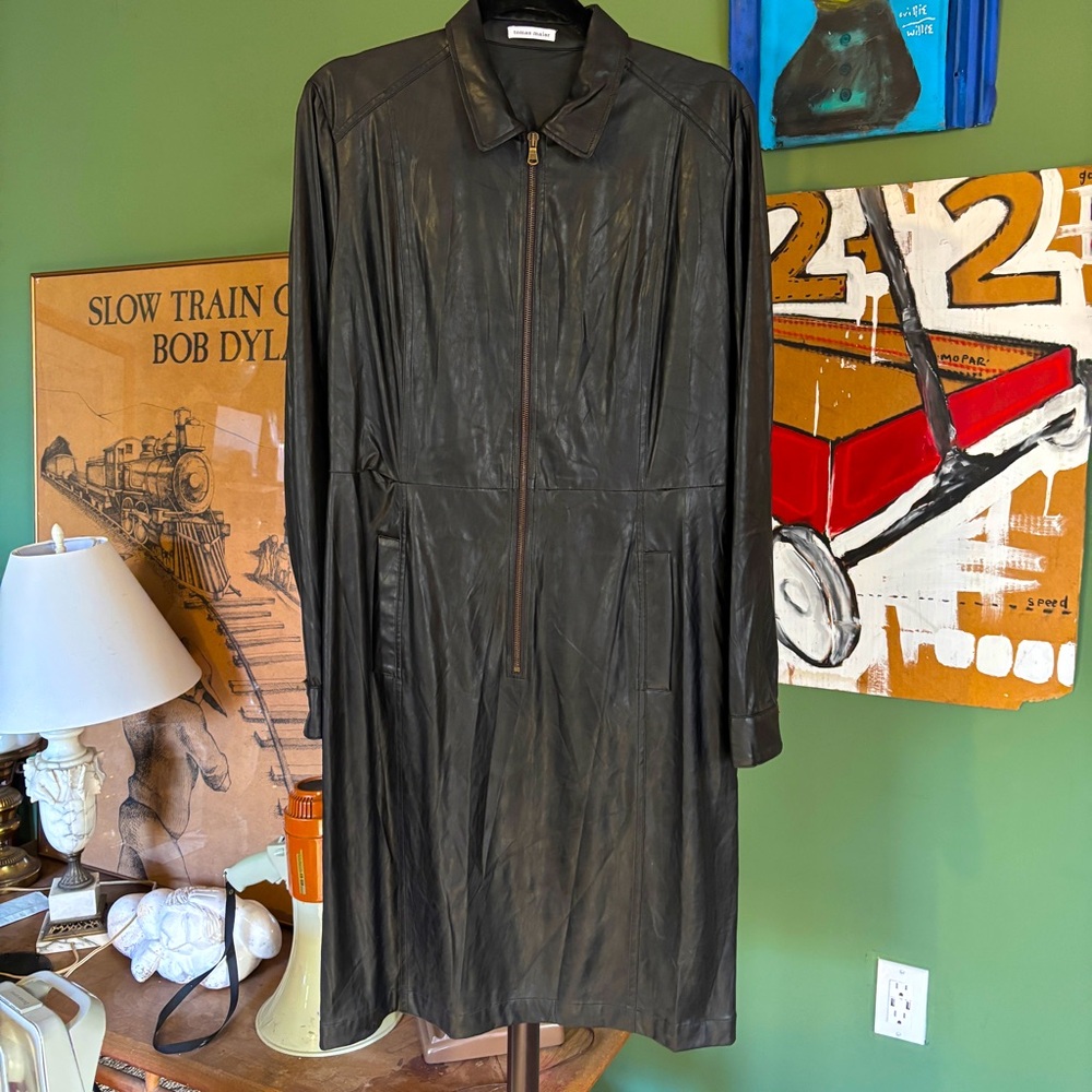 TOMAS MAIER: Vintage Soft Faux Leather Collared Dress Size 8